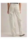 Beyaz Düşük Bel Bol Kot Pantolon