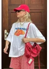 Beyaz Papaya Baskılı Oversize Unisex T-Shirt