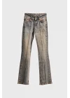 Bootcut Midrise Orta Bel Esnek Elastan Kumaş Denim Jean Mavi Eskitme Nervür Dikişli Likralı Jean Pantolon