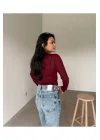 Çilek Doku Bordo Transparan Body