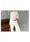 Çilek Dokulu Transparan Beyaz Body