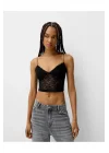 Dantel Askılı Crop Bluz ORJ