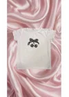 Dantel Kirazlı Fiyonk Crop Tshirt