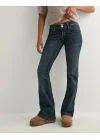 Düşük Bel Bootcut Arka Cep Detaylı Koyu Kot Pantolon