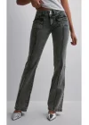 Düşük Bel Gri Bootcut Cep Kot Pantolon