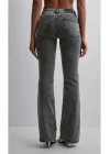 Düşük Bel Gri Bootcut Cep Kot Pantolon