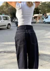 Düşük Bel Koyu Denim Ekstra Baggy Jean Pantolon