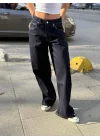 Düşük Bel Koyu Denim Ekstra Baggy Jean Pantolon