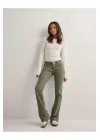 Düşük Bel Yeşil Kot Pantolon