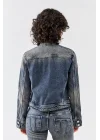 Vintage Fermuarlı Denim Ceket