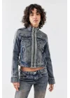 Vintage Fermuarlı Denim Ceket
