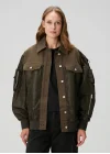 Haki Çift Kumaş Oversize Ceket