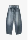 Kadın Baggy Koyu Mavi Rahat Kesim Boyfriend Jean