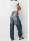 Kadın Baggy Koyu Mavi Rahat Kesim Boyfriend Jean