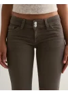 Kadın Kahve Düşük Bel Bootcut Stitch Pantolon Jean