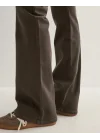 Kadın Kahve Düşük Bel Bootcut Stitch Pantolon Jean