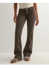 Kadın Kahve Düşük Bel Bootcut Stitch Pantolon Jean