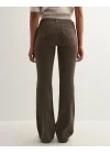 Kadın Kahve Düşük Bel Bootcut Stitch Pantolon Jean