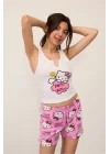 Kadın Pembe Hello Kitty Genç Baskılı Şortlu Pijama Takımı