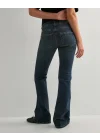 Kadın Yüksek Bel Düğme Detaylı Bootcut jean pantolon -Açık mavi