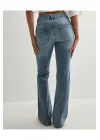 Kadın Yüksek Bel Düğme Detaylı Bootcut jean pantolon -Açık mavi