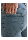 Kadın Yüksek Bel Düğme Detaylı Bootcut jean pantolon -Açık mavi