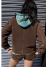 Kahverengi Kadife Bomber Unisex Ceket Oversize Mevsimlik Kaban