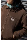 Kahverengi Kadife Bomber Unisex Ceket Oversize Mevsimlik Kaban