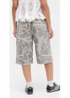 Karışık Desenli Denim Şortolon