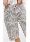 Karışık Desenli Denim Şortolon