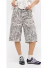 Karışık Desenli Denim Şortolon
