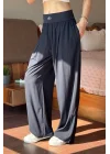 Lacivert Yüksek Bel Beli Lastikli Bol Paça Rahat Kesim Spor Pantolon