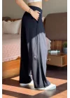 Lacivert Yüksek Bel Beli Lastikli Bol Paça Rahat Kesim Spor Pantolon