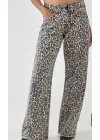 Leopar Desenli Düşük Bel Kot Pantolon