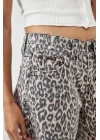 Leopar Desenli Düşük Bel Kot Pantolon