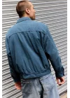 Mavi Kadife Bomber Unisex Ceket Oversize Mevsimlik Kaban