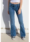 Önü Kare Cep Flare Denim Pantolon SBD