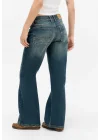 Orta Bel Rahat Kesim Flared Geniş Paça Vintage Mavi Kot Pantolon