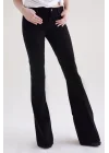 Siyah Düşük Bel İspanyol Paça Pantolon – Flare Stil