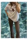Spice It Up Oversize Beyaz Baskılı Unisex Biber Desenli T-Shirt