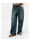 SUBD Yeşil Eskitme Baggy Kot Pantolon