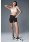 Tayt Şort Unisex Siyah Likralı Yoga Spor & Günlük Kombin