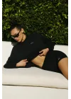 Tayt Şort Unisex Siyah Likralı Yoga Spor & Günlük Kombin