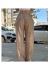 Unisex İpli Bol Paça Palazzo Yazlık Harem Cepli Kumaş Bol Paça Pantolon