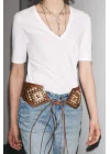 V yaka beyaz Basic tshirt