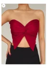 VibeGaia y2k Önü Drapeli Straplez Crop Top