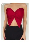 VibeGaia y2k Önü Drapeli Straplez Crop Top