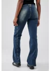 Vintage Fermuarlı ve Halkalı Wide Leg Jean Pantolon
