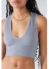 y2k Derin V Yaka Seamless Crop