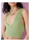 y2k Derin V Yaka Seamless Crop
